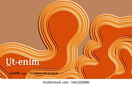 Abstract web templates with wavy embossed gradient shapes on colored background. Social media web banner or landing page. Abstract paper cut 3d layered topographic background.