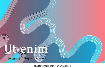 Abstract web templates with wavy embossed gradient shapes on gradient background. Social media web banner or landing page. Abstract paper cut 3d layered topographic background.