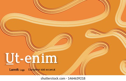 Abstract web templates with wavy embossed gradient shapes on colored background. Social media web banner or landing page. Abstract paper cut 3d layered topographic background.