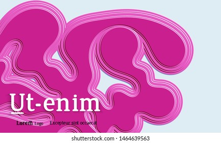 Abstract web templates with wavy embossed gradient shapes on colored background. Social media web banner or landing page. Abstract paper cut 3d layered topographic background.