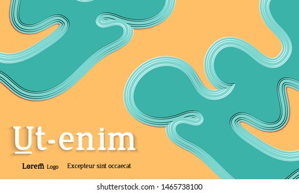 Abstract web templates with wavy embossed gradient shapes on gradient background. Social media web banner or landing page. Fluid lighting effect with smooth liquid colors.