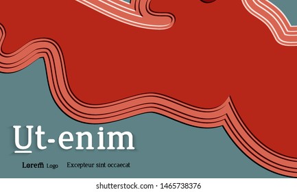 Abstract web templates with wavy embossed gradient shapes on colored background. Social media web banner or landing page. Abstract paper cut 3d layered topographic background.
