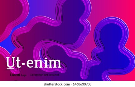 Abstract web templates with wavy embossed gradient shapes on gradient background. Social media web banner or landing page. Abstract paper cut 3d layered topographic background.