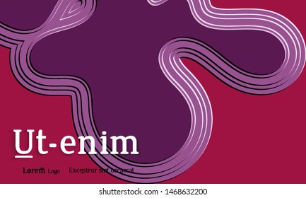 Abstract web templates with wavy embossed gradient shapes on colored background. Social media web banner or landing page. Abstract paper cut 3d layered topographic background.