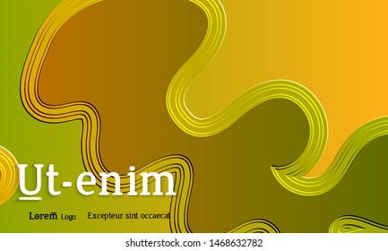 Abstract web templates with wavy embossed gradient shapes on gradient background. Social media web banner or landing page. Abstract paper cut 3d layered topographic background.