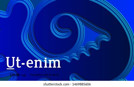 Abstract web templates with wavy embossed gradient shapes on gradient background. Social media web banner or landing page. Abstract paper cut 3d layered topographic background.