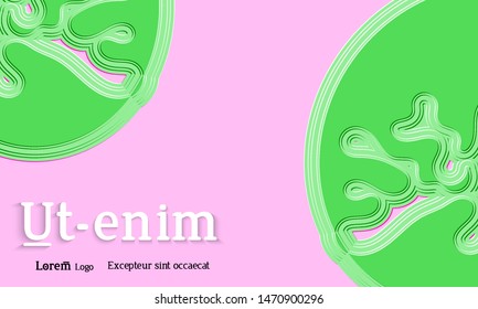 Abstract web templates with wavy embossed gradient shapes on gradient background. Social media web banner or landing page. Fluid lighting effect with smooth liquid colors.