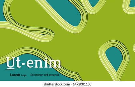 Abstract web templates with wavy embossed gradient shapes on colored background. Social media web banner or landing page. Abstract paper cut 3d layered topographic background.