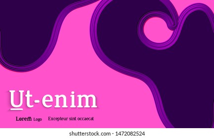 Abstract web templates with wavy embossed gradient shapes on gradient background. Social media web banner or landing page. Fluid lighting effect with smooth liquid colors.