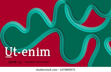 Abstract web templates with wavy embossed gradient shapes on colored background. Social media web banner or landing page. Abstract paper cut 3d layered topographic background.