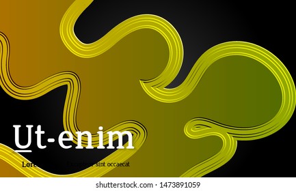 Abstract web templates with wavy embossed gradient shapes on black background. Social media web banner or landing page. Abstract paper cut 3d layered topographic background.