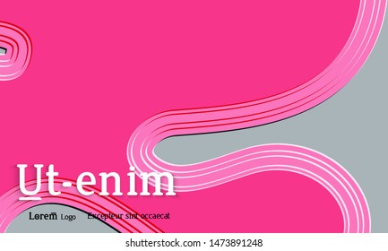 Abstract web templates with wavy embossed gradient shapes on colored background. Social media web banner or landing page. Abstract paper cut 3d layered topographic background.