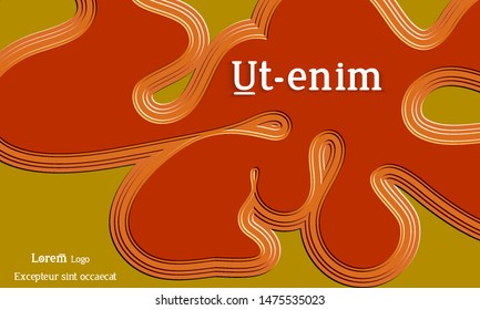 Abstract web templates with wavy embossed gradient shapes on black background. Social media web banner or landing page. Abstract paper cut 3d layered topographic background.
