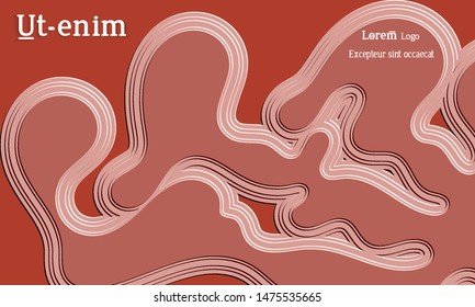 Abstract web templates with wavy embossed gradient shapes on colored background. Social media web banner or landing page. Abstract paper cut 3d layered topographic background.
