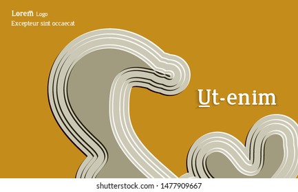 Abstract web templates with wavy embossed gradient shapes on colored background. Social media web banner or landing page. Abstract paper cut 3d layered topographic background.