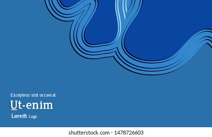 Abstract web templates with wavy embossed gradient shapes on black background. Social media web banner or landing page. Abstract paper cut 3d layered topographic background.