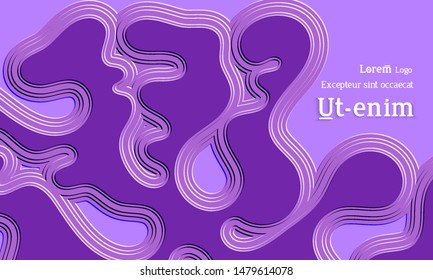 Abstract web templates with wavy embossed gradient shapes on gradient background. Social media web banner or landing page. Abstract paper cut 3d layered topographic background.