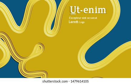 Abstract web templates with wavy embossed gradient shapes on gradient background. Social media web banner or landing page. Abstract paper cut 3d layered topographic background.