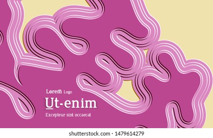 Abstract web templates with wavy embossed gradient shapes on colored background. Social media web banner or landing page. Abstract paper cut 3d layered topographic background.