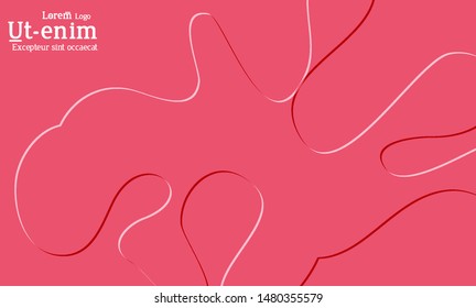 Abstract web templates with wavy embossed shapes on bright colored gradient background. Social media web banner or landing page. Fluid lighting effect with smooth liquid colors.