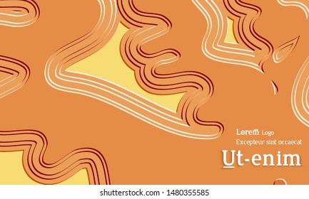 Abstract web templates with wavy embossed gradient shapes on black background. Social media web banner or landing page. Abstract paper cut 3d layered topographic background.