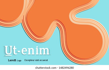 Abstract web templates with wavy embossed gradient shapes on colored background. Social media web banner or landing page. Abstract paper cut 3d layered topographic background.