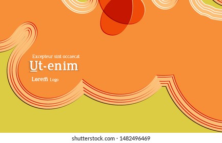 Abstract web templates with wavy embossed gradient shapes on colored background. Social media web banner or landing page. Abstract paper cut 3d layered topographic background.