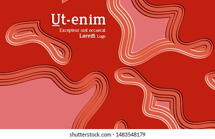 Abstract web templates with wavy embossed gradient shapes on colored background. Social media web banner or landing page. Abstract paper cut 3d layered topographic background.