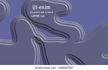 Abstract web templates with wavy embossed gradient shapes on gradient background. Social media web banner or landing page. Abstract paper cut 3d layered topographic background.