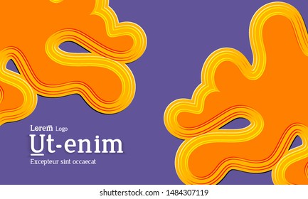 Abstract web templates with wavy embossed gradient shapes on gradient background. Social media web banner or landing page. Fluid lighting effect with smooth liquid colors.
