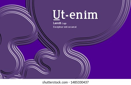 Abstract web templates with wavy embossed gradient shapes on black background. Social media web banner or landing page. Abstract paper cut 3d layered topographic background.