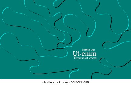 Abstract web templates with wavy embossed shapes on bright colored gradient background. Social media web banner or landing page. Fluid lighting effect with smooth liquid colors.