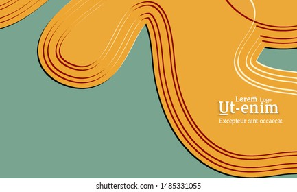 Abstract web templates with wavy embossed gradient shapes on colored background. Social media web banner or landing page. Abstract paper cut 3d layered topographic background.