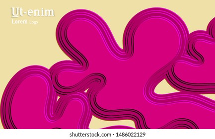 Abstract web templates with wavy embossed gradient shapes on colored background. Social media web banner or landing page. Abstract paper cut 3d layered topographic background.