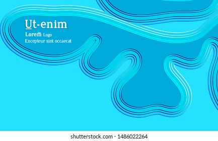 Abstract web templates with wavy embossed gradient shapes on black background. Social media web banner or landing page. Abstract paper cut 3d layered topographic background.