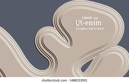 Abstract web templates with wavy embossed gradient shapes on colored background. Social media web banner or landing page. Abstract paper cut 3d layered topographic background.