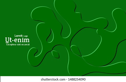 Abstract web templates with wavy embossed shapes on bright colored gradient background. Social media web banner or landing page. Fluid lighting effect with smooth liquid colors.