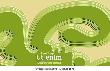 Abstract web templates with wavy embossed gradient shapes on colored background. Social media web banner or landing page. Abstract paper cut 3d layered topographic background.