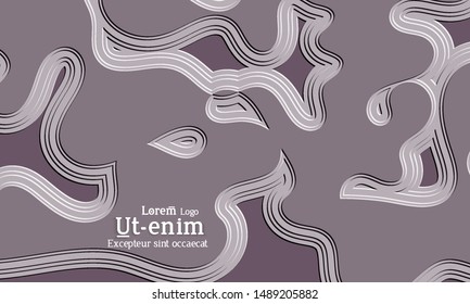 Abstract web templates with wavy embossed gradient shapes on colored background. Social media web banner or landing page. Abstract paper cut 3d layered topographic background.