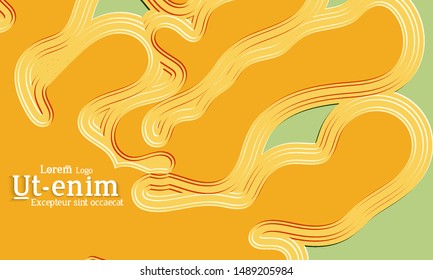 Abstract web templates with wavy embossed gradient shapes on colored background. Social media web banner or landing page. Abstract paper cut 3d layered topographic background.