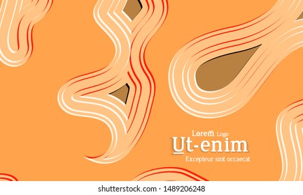 Abstract web templates with wavy embossed gradient shapes on gradient background. Social media web banner or landing page. Abstract paper cut 3d layered topographic background.