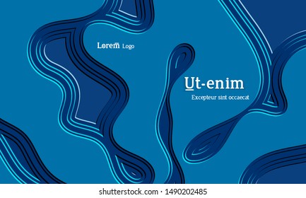 Abstract web templates with wavy embossed gradient shapes on gradient background. Social media web banner or landing page. Abstract paper cut 3d layered topographic background.