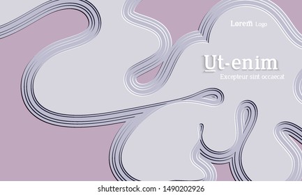 Abstract web templates with wavy embossed gradient shapes on colored background. Social media web banner or landing page. Abstract paper cut 3d layered topographic background.