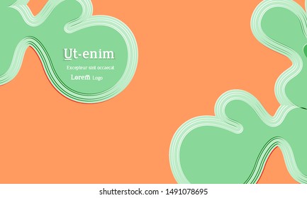 Abstract web templates with wavy embossed gradient shapes on gradient background. Social media web banner or landing page. Fluid lighting effect with smooth liquid colors.