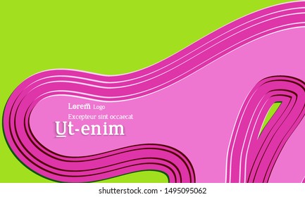 Abstract web templates with wavy embossed gradient shapes on black background. Social media web banner or landing page. Abstract paper cut 3d layered topographic background.
