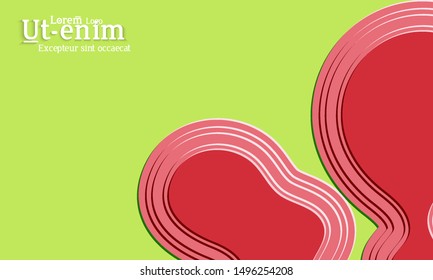 Abstract web templates with wavy embossed gradient shapes on colored background. Social media web banner or landing page. Abstract paper cut 3d layered topographic background.