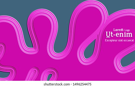 Abstract web templates with wavy embossed gradient shapes on black background. Social media web banner or landing page. Abstract paper cut 3d layered topographic background.