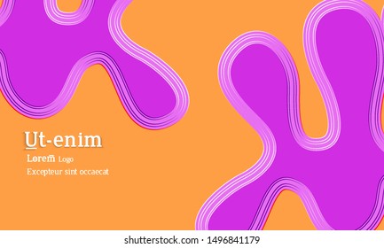 Abstract web templates with wavy embossed gradient shapes on gradient background. Social media web banner or landing page. Fluid lighting effect with smooth liquid colors.