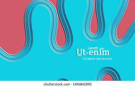 Abstract web templates with wavy embossed gradient shapes on gradient background. Social media web banner or landing page. Abstract paper cut 3d layered topographic background.