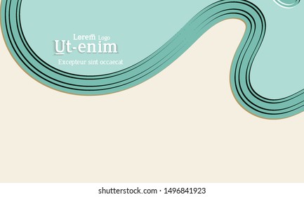 Abstract web templates with wavy embossed gradient shapes on colored background. Social media web banner or landing page. Abstract paper cut 3d layered topographic background.